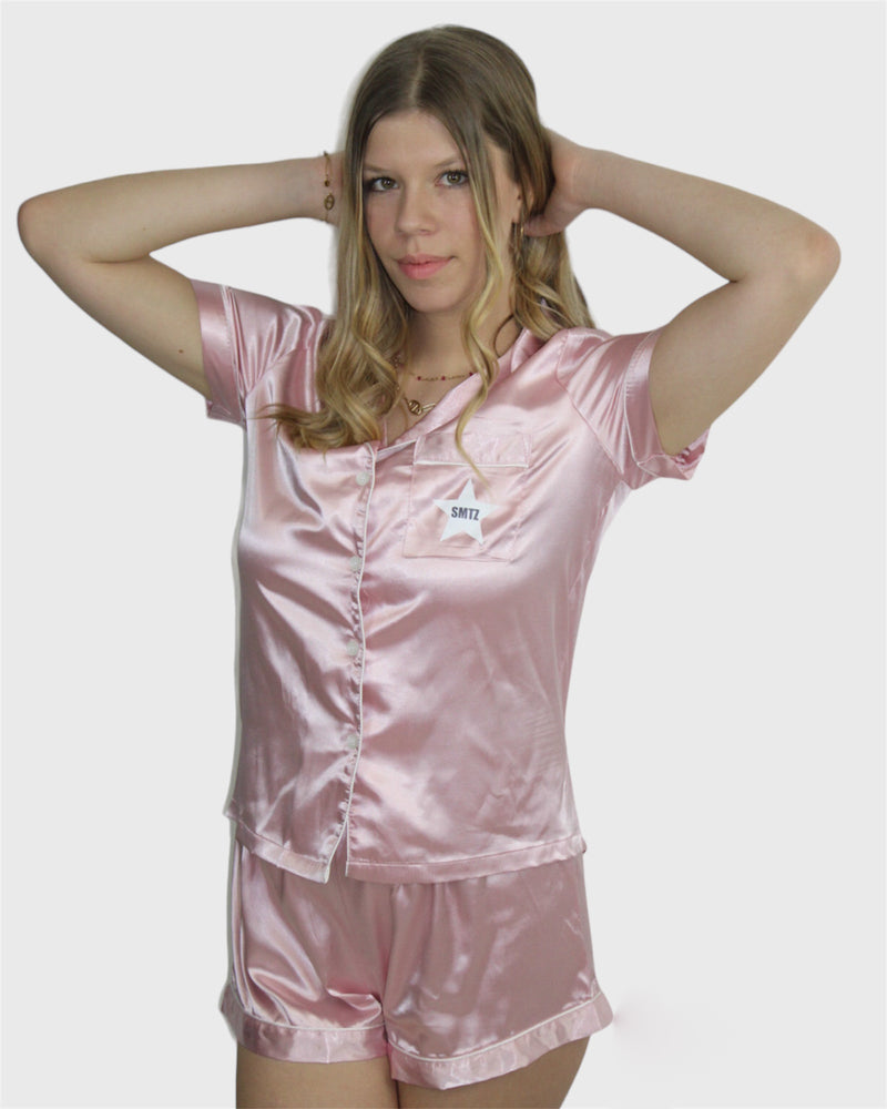 Pyjama en satin rose