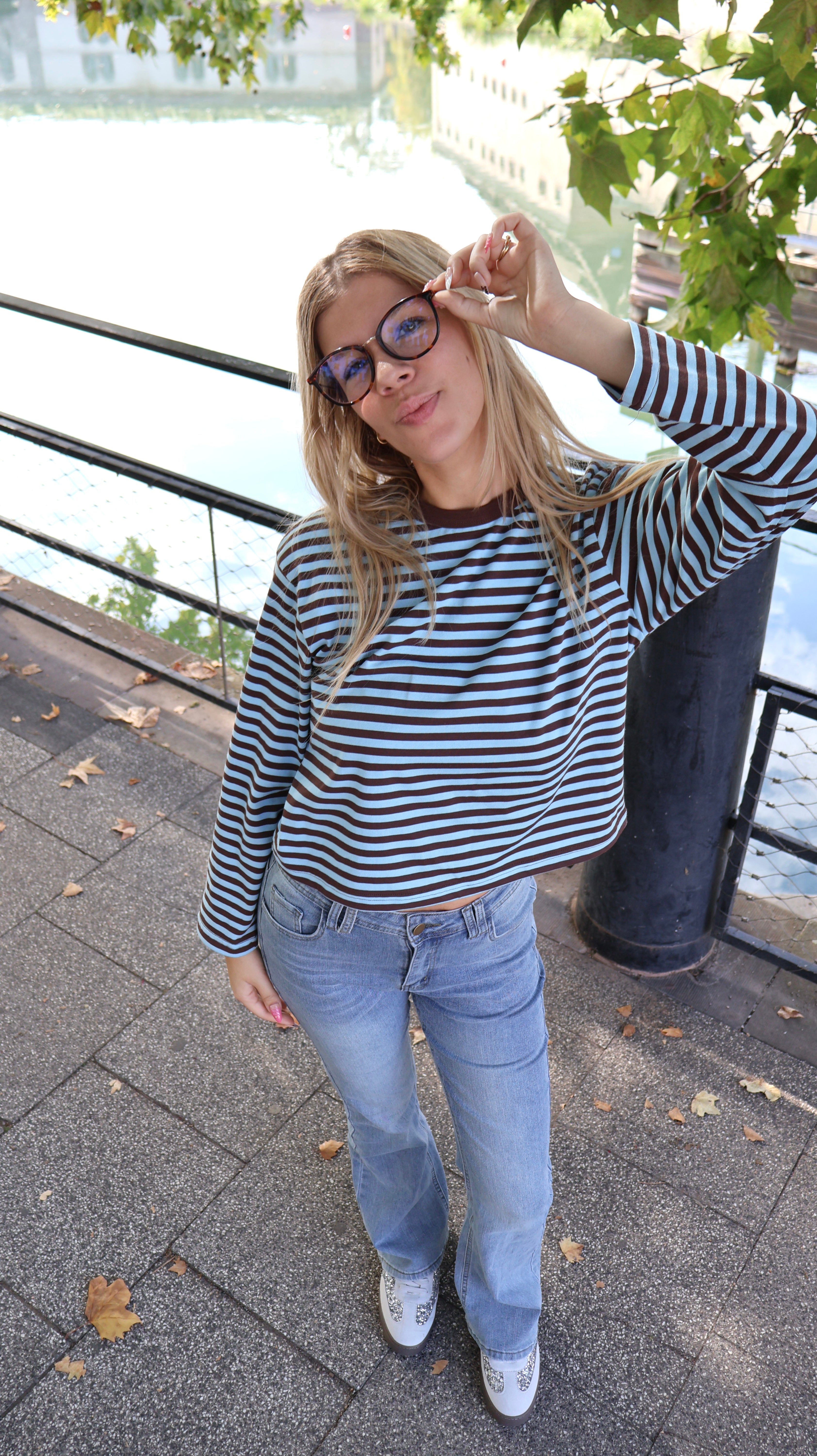 T-shirt STELLA bleu rayé manches longues