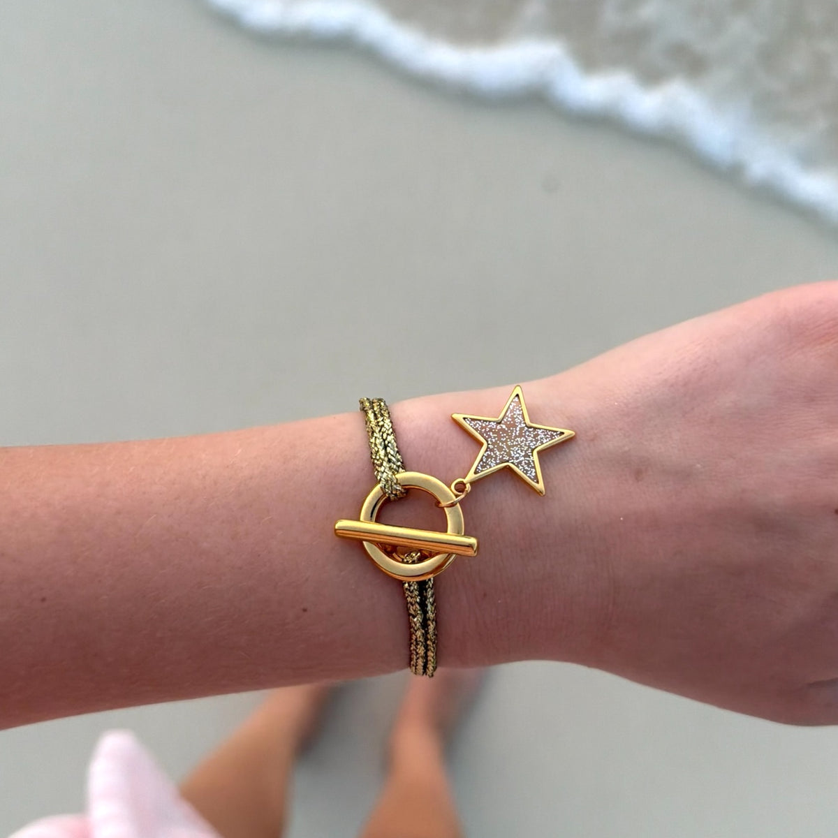 Bracelet LEONA doré cordon pailleté – SMTZ