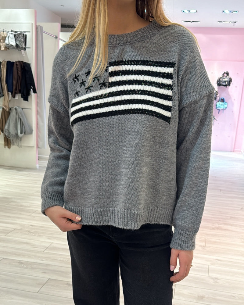 Pull USA gris