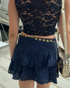 Jupe brodée FLORE navy