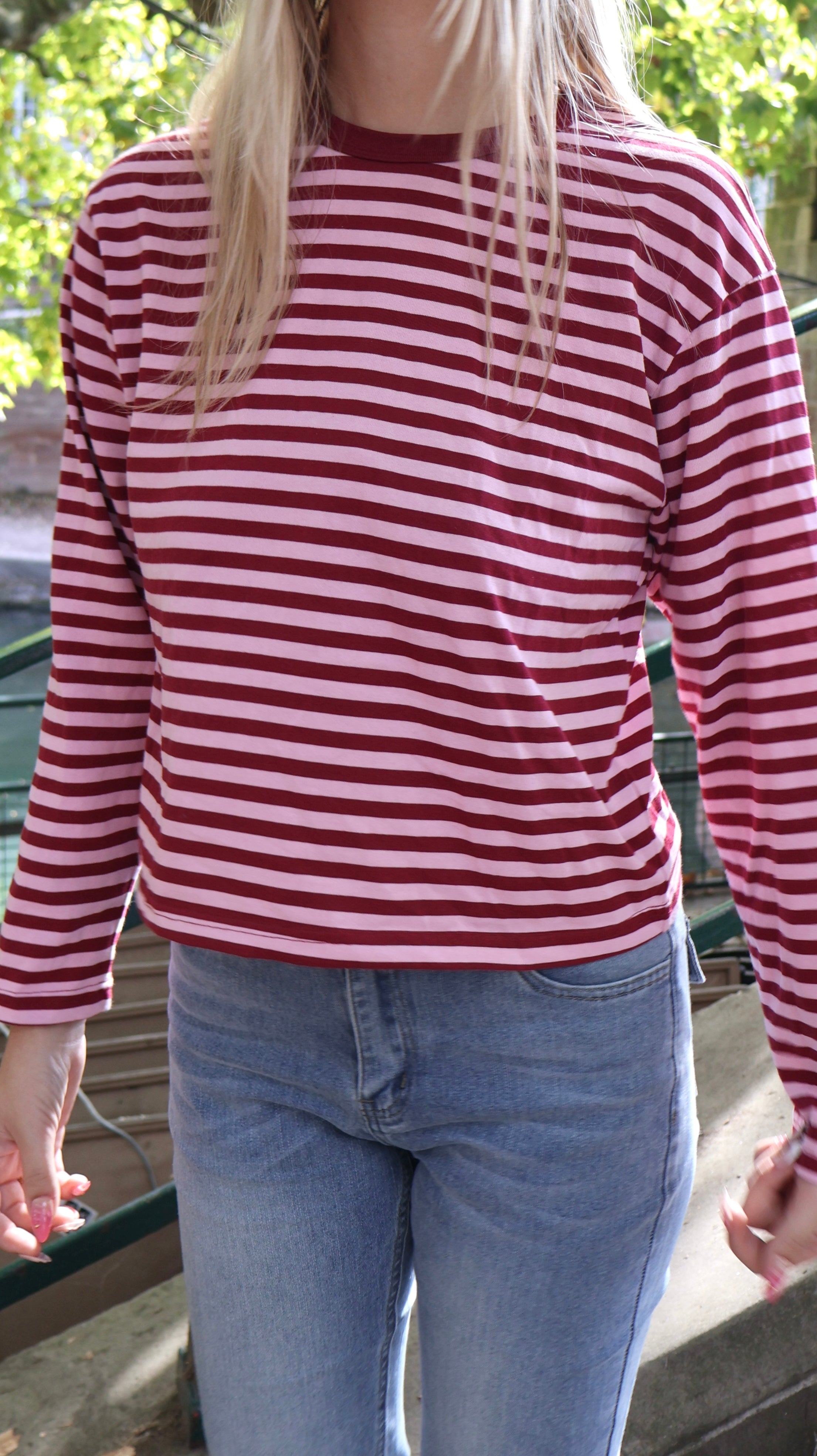 T-shirt STELLA rouge rayé manches longues