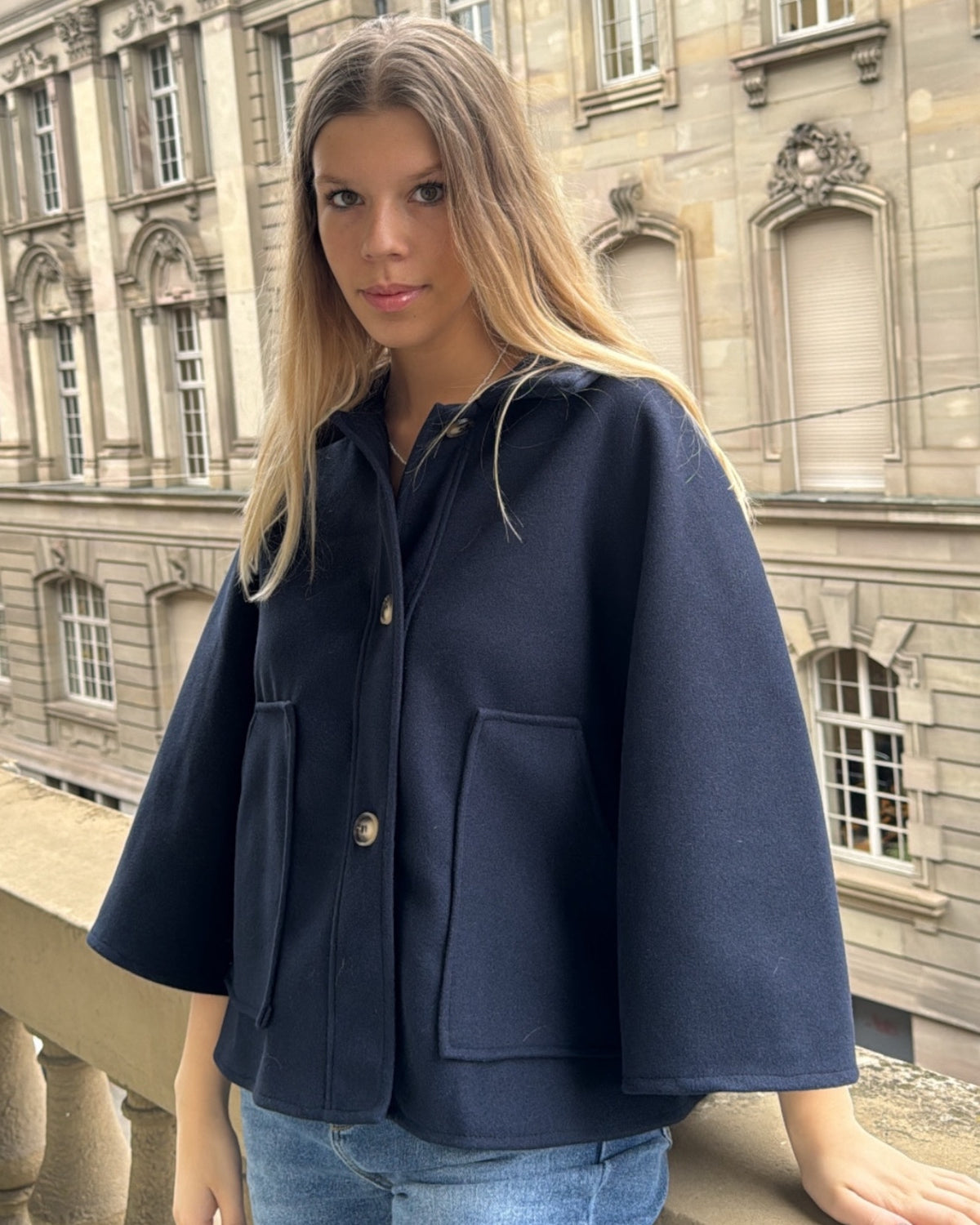 Veste poncho navy