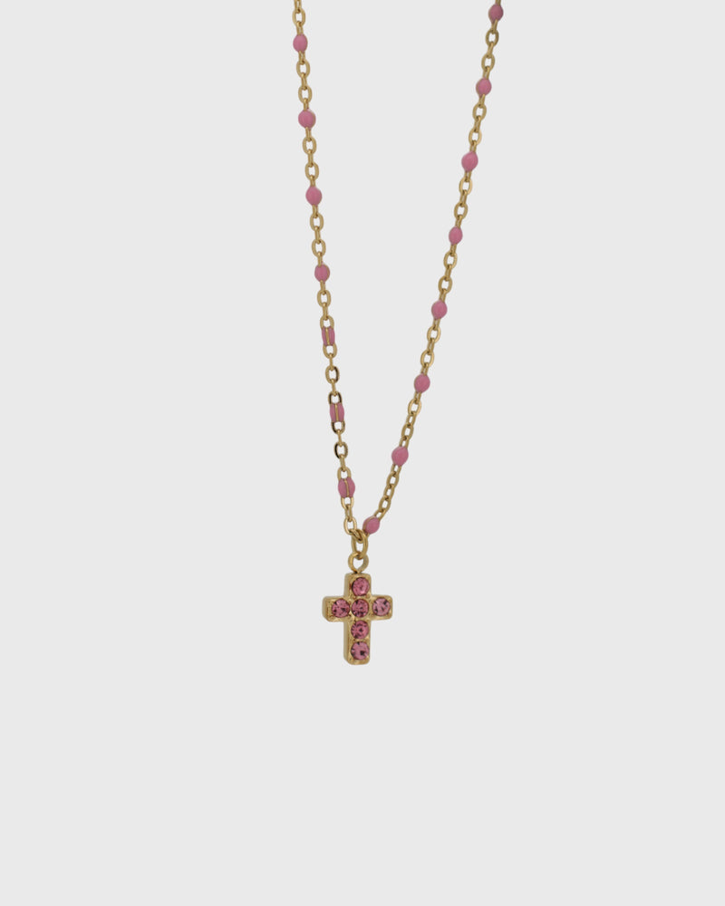 Collier CROIX rose