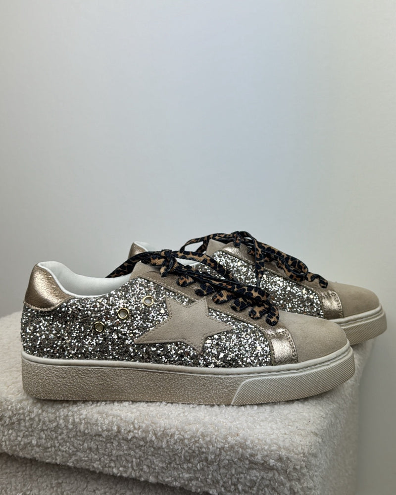 Brauner Leoparden-Glitzer-Sneaker