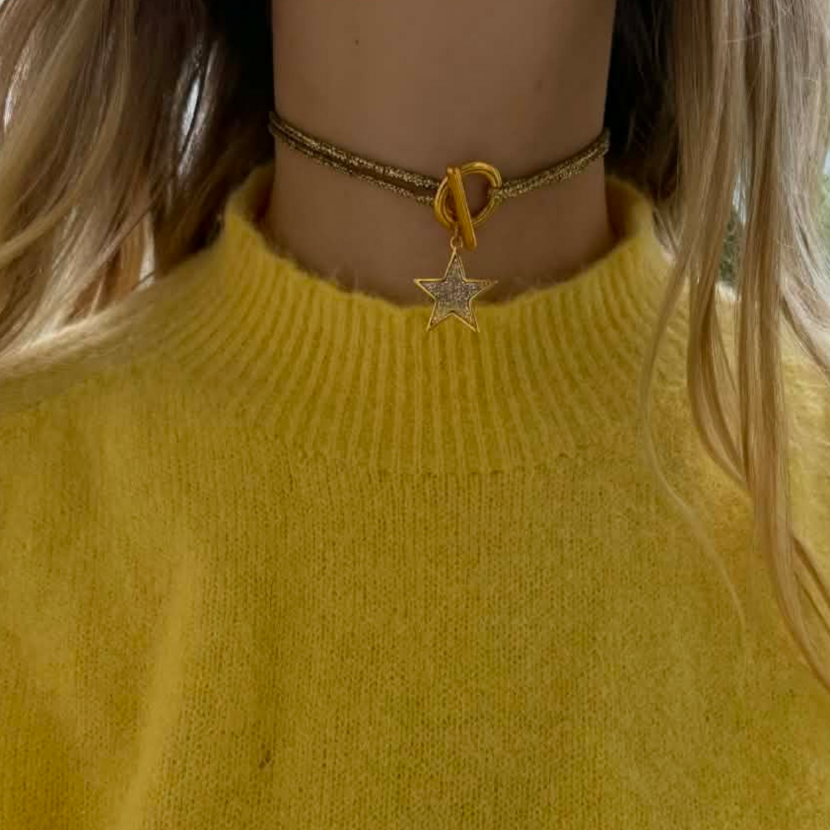 Collier LEONA doré cordon pailleté – SMTZ